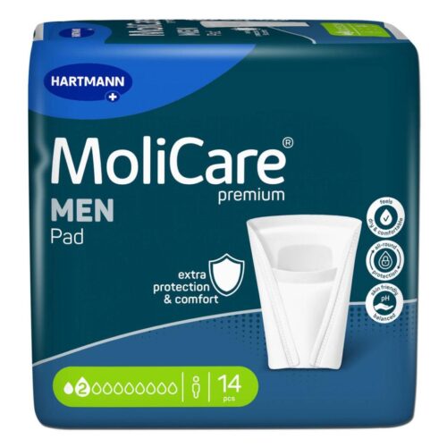 Packshot frontal MoliCare Premium MEN Pads 2 Drops 14 pieces