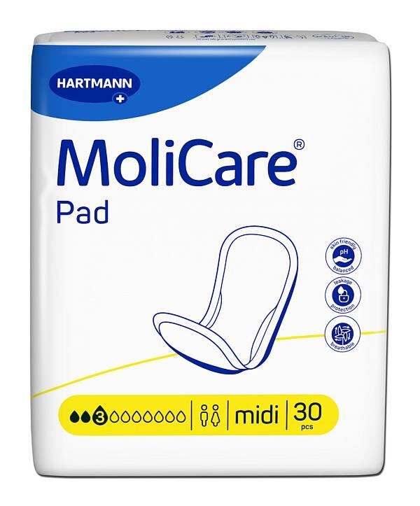 Packshot frontal MoliCare Unisex Pad midi 3 Drops 30 pieces Region 3